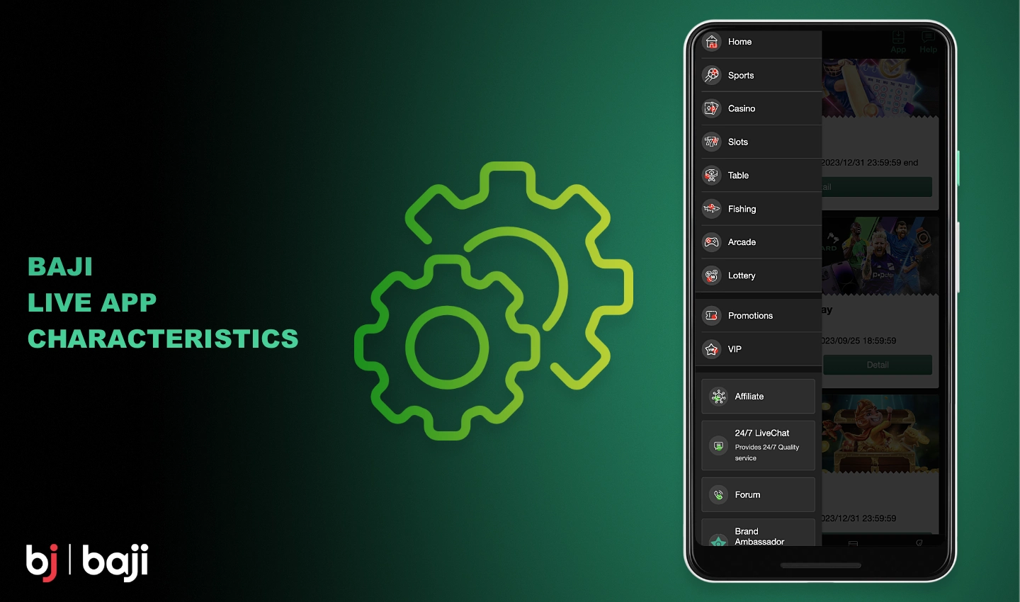 Baji মোবাইল অ্যাপটি বৈশিষ্ট্য সমৃদ্ধ এবং ব্যবহারকারীদের স্পোর্টস বেটিং এবং ক্যাসিনো গেম অফার করে