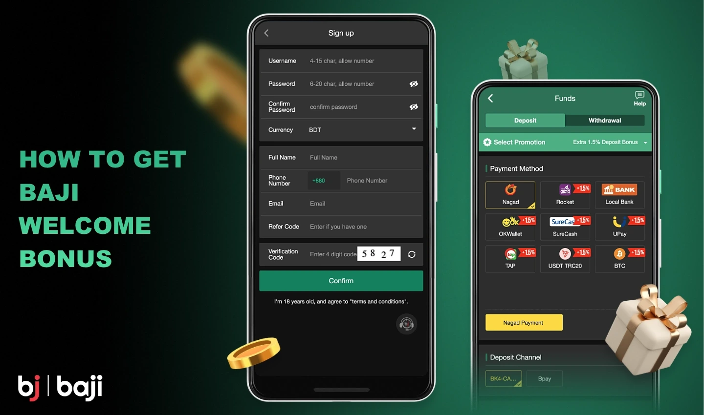 To receive the Baji welcome bonus, the user needs to follow a few simple steps