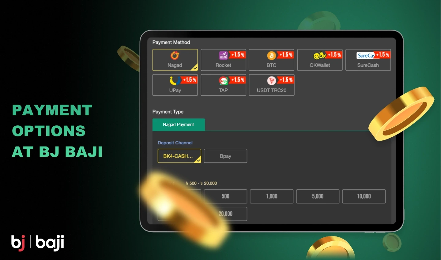 For the convenience of users, there are various payment options available at Baji that can be used for both deposits and withdrawals